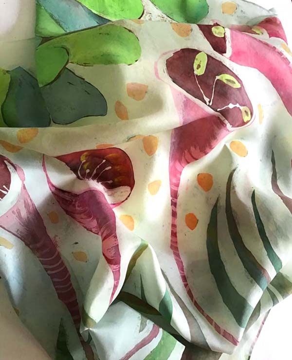 Silk scarf with batik design